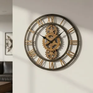 Warm Gray Gearwork Gallery Wall Clock
