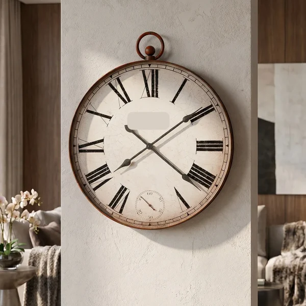 Aged Red Pocket-Watch Gallery Clock