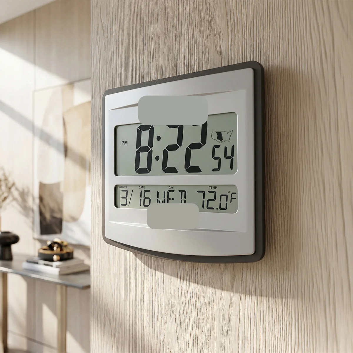 Charcoal Silver Radio-Controlled Calendar Clock