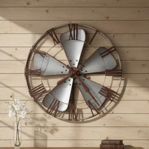 Aged Steel Windmill Gallery Clock