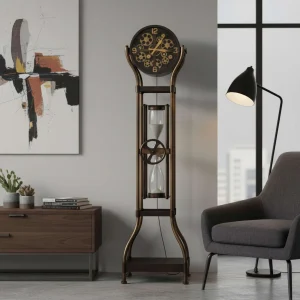 Aged Bronze Hourglass Floor Clock