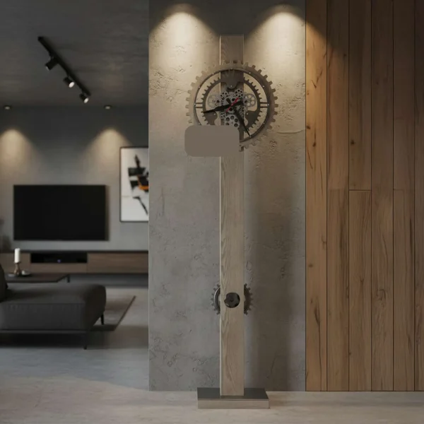 Seaside Gray Moving-Gear Floor Clock