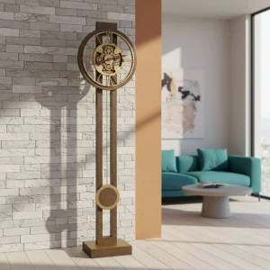 Charcoal Black Aged-Brass Floor Clock
