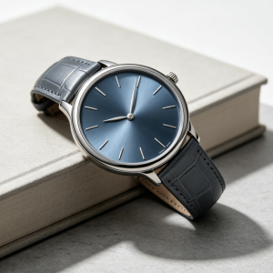 Blue-Dial Watch with Leather Strap — view 3