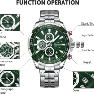 Green Multi-Dial Watch with Steel Bracelet — view 3