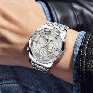 Silver Multi-Dial Watch with Steel Bracelet — view 5