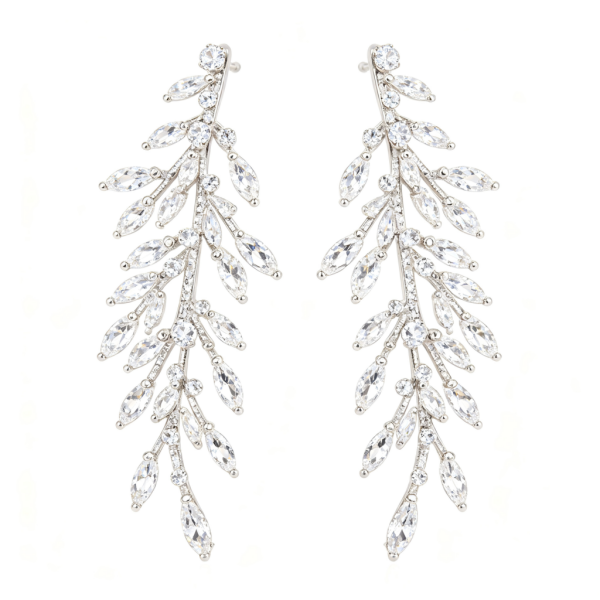 Silver Leaf Branch Dangle Earrings