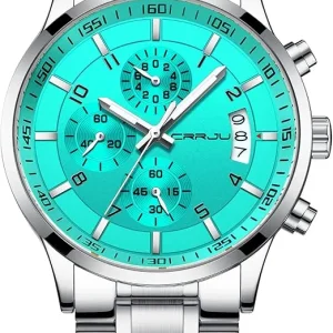 Turquoise Multi-Dial Watch with Steel Bracelet — view 4