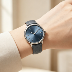 Blue-Dial Watch with Leather Strap — view 4