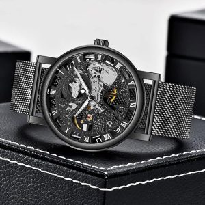 Black Openwork Watch with Mesh Bracelet — view 1