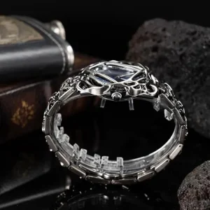 Blue-Dial Geometric Watch with Steel Bracelet — view 2