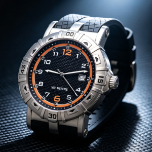 Black and Orange Sports Watch with Rubber Strap — view 4