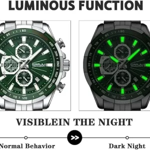 Green Multi-Dial Watch with Steel Bracelet — view 4