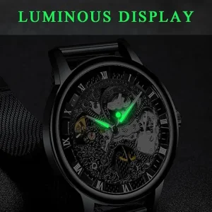 Black Openwork Watch with Mesh Bracelet — view 3
