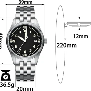 Black-Dial Automatic Watch with Steel Bracelet — view 3