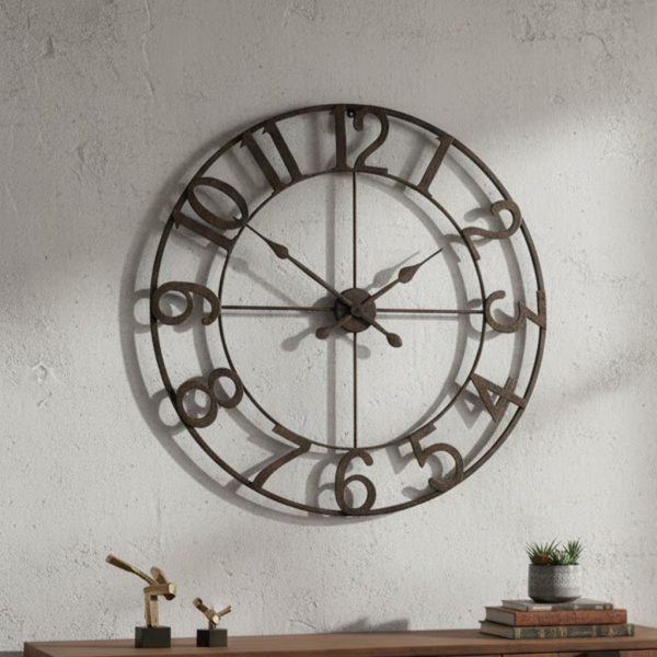 Dark Charcoal Open-Frame Wall Clock