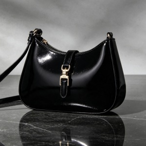 Black Buckle Detail Shoulder Bag