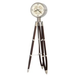 Chrome Spotlight Tripod Floor Clock — view 3