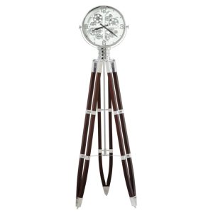 Chrome Spotlight Tripod Floor Clock — view 5