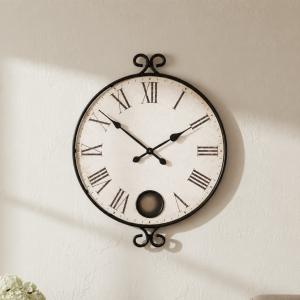 Wrought Iron Roman-Numeral Wall Clock