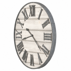 Aged Wood Roman-Numeral Wall Clock — view 3