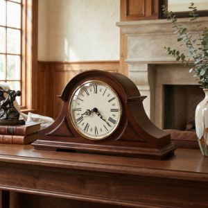 Cherry Wood Triple-Chime Mantel Clock — view 1