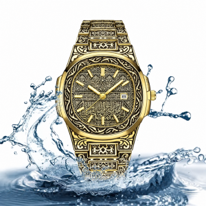 Gold-Tone Patterned Watch with Metal Bracelet — view 2