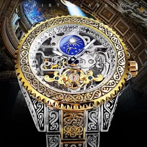 Silver Openwork Watch with Blue Accent — view 3