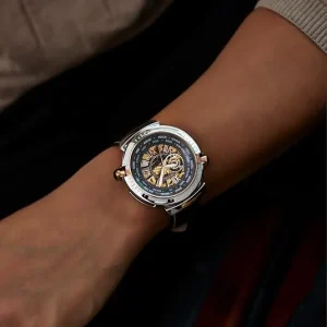 Black Openwork Watch with Leather Strap — view 4