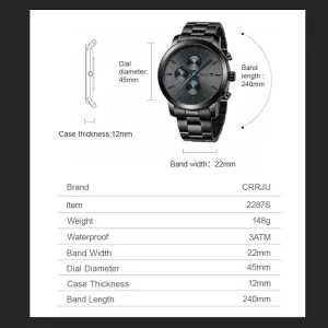 Black Multi-Dial Watch with Metal Bracelet — view 3