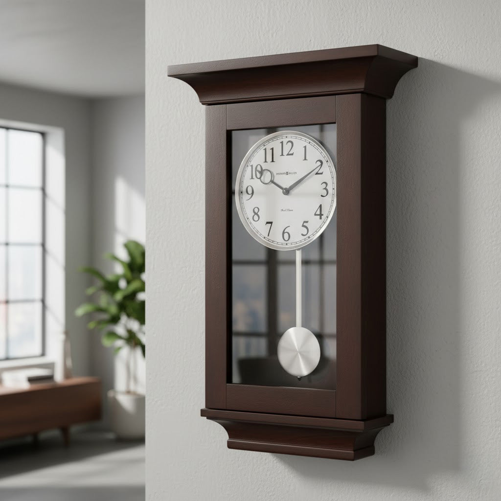 Black Wood Pendulum Wall Clock