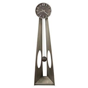Sculptural Silver Pendulum Floor Clock — view 2