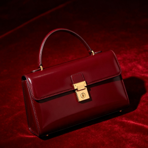 Oxblood Structured Lock Handbag
